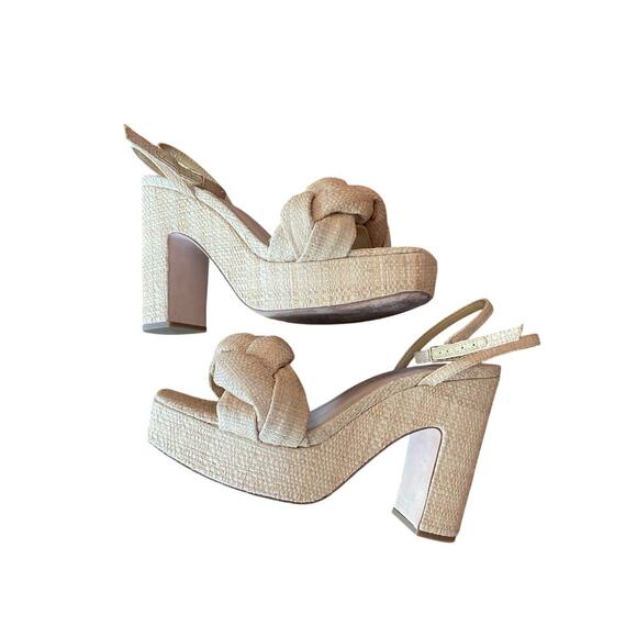 Loeffler Randall Fea braided woven platform neutral beige natural heel 7 - Picture 12 of 16